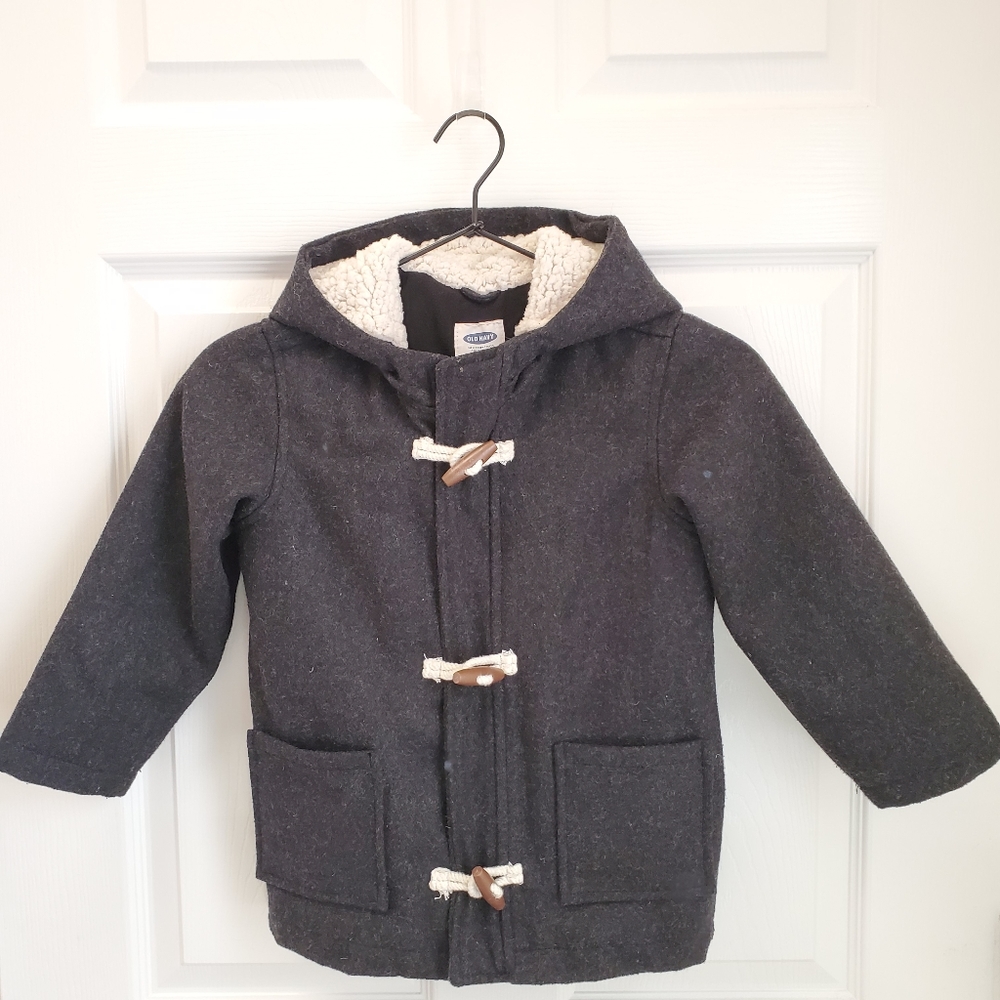 Old Navy dress up pea coat with hoodie size 5